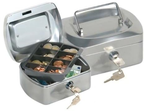 Flödesbox q-connect 6/' 152 x 115 x 80 mm silver med mynthållare