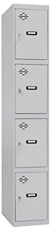 SimonRack Casier Vestiaire Metallique, 4 Portes, Comprend la Clé, 1800x400x500 mm, Gris - Simonlocker