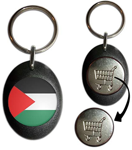 Palestine Flag - Black Plastic Shopping Trolley £1 Coin Key Ring