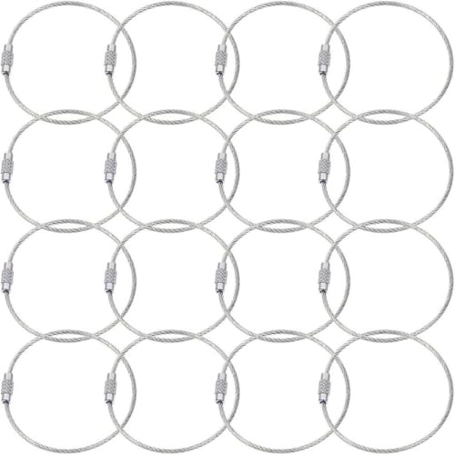 BlueCosto Draht-Schlüsselanhängerkabel (50 Stück, 17 cm) – 2 mm dicke Edelstahl-Schlüsselring-Drahtschlaufen zum Aufhängen von Gepäckanhängern und Organisieren von Schlüsseln