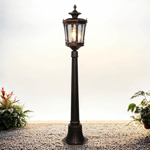 Licht-Erlebnisse Wegeleuchte Aluminium Glas in Bronze Antik IP44 Garten H:115 E27 max. 60W Rustikal Laterne nostalgische Stehleuchte Außen AMUR