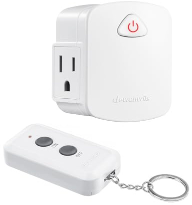 DEWENWILS Remote Control Outlet, Upgraded Version Wireless Remote Light Switch for Lamp, Household Appliances, 15A/1875W, 100 FT Long Range, Compact Side Plug, ETL Listed, White…
