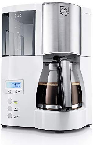 Melitta Optima Timer - Filterkaffeemaschine - Timer Funktion - Tropfstopp - 8 Tassen - Weiß (6613655)