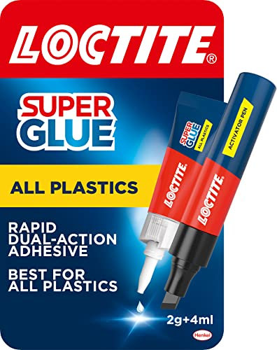 Loctite Super Glue All Plastics, Strong Plastic Glue, Easy to Use Instant Super Glue, Convenient Size 1x2g + 4ml