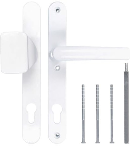 Türgriff/Türdrücker/Türklinke/Drückergarnitur 92mm (Schildbreite 32mm) - weiß - mit Knauf