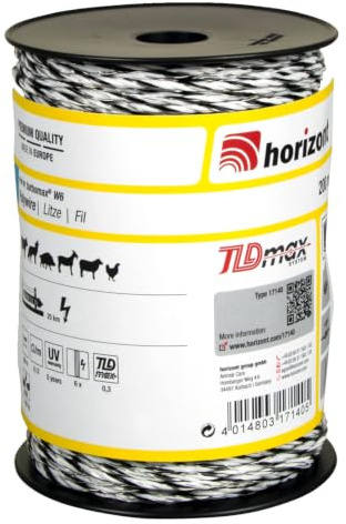 horizont Weidezaunlitze turbomax W6, 200m, für 25km Zaunlänge | 6 x 0,30mm TLDmax-Leiter, 180kg Bruchlast, Litze Weidezaun