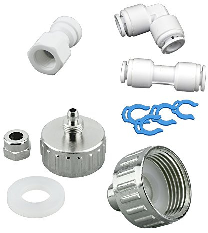 FILTROTECH Anschluss-Set 1/4 Zoll ohne Schlauch, Messing | Verchromter Messing-Adapter 3/4 Zoll, für Side-by-Side-Kühlschrank, Wasserfilter und Osmoseanlage