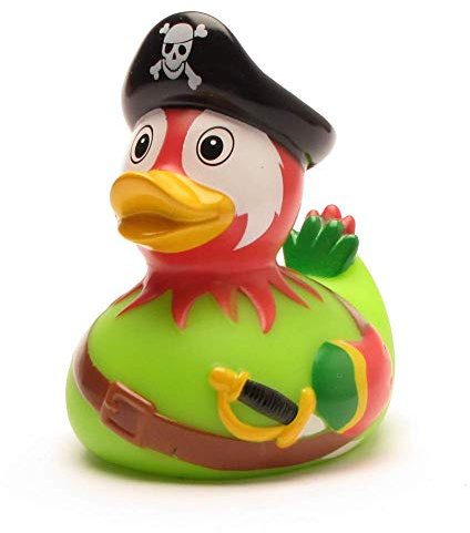 Duckshop I Badeente Piraten Papagei I Quietscheente I L: 8,5 cm I Quietscheentchen I Geschenk für Tierliebhaber I Präsent Sammler
