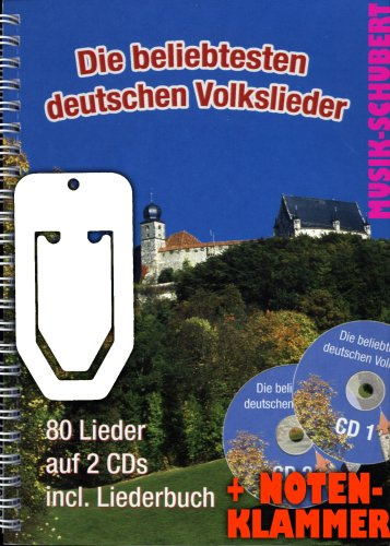 Die beliebtesten deutschen Volkslieder im Ringeinband (+2 CD's) inkl. praktischer Notenklammer - 80 Lieder zum Hören, Singen, Mitsingen, Musizieren für Gesang, Gitarre, Keyboard und Akkordeon (Ringbindung DIN A5) (Noten/Sheetmusic)