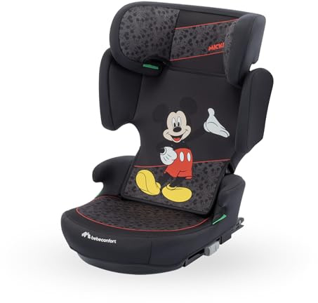 Bebeconfort Disney RoadFix i-Size Kindersitzerhöhung mit Rückenlehne 3,5–12 Jahre (100–150cm), Mickey Maus Kindersitz, Klappbarer Kindersitz, Leicht (4,4kg), 14 Kopfstützenpositionen, Authentic Mickey