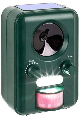 VOSS.sonic 2000 Ultraschall Abwehr mit Solarbetrieb und Blitz gegen Katzen, Hunde, Marder, Tierabwehr, Katzenschreck Hundeschreck Marderschreck