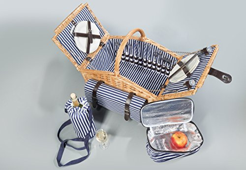 Home & Style Picknickkorb, Sylt, blau, 30 x 30 x 18 cm, 123253C