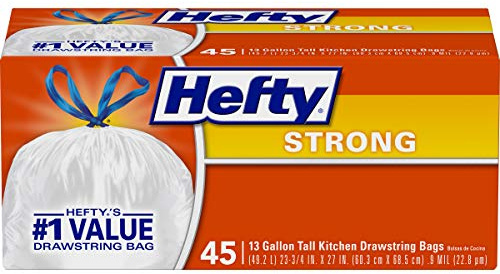 Hefty Strong Tall Kitchen Trash Bags - 13 Gallon, 45 Count