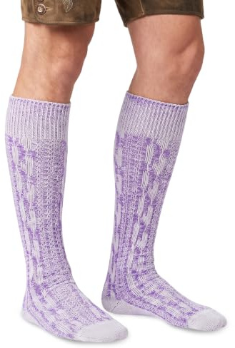 German Wear Trachtensocken klassisch 40cm Lang - Trachten Strümpfe Passend zu kurze Trachtenhosen & Kniebundhosen - Edel gestrickte Socken mit Zopfmuster - aus Baumwolle für Damen & Herren