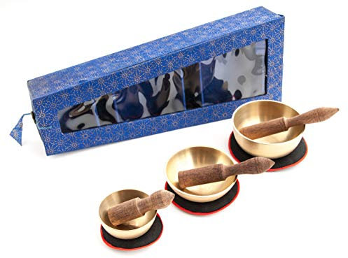 Klangschale mit Zubehör 3er Set in Geschenkbox