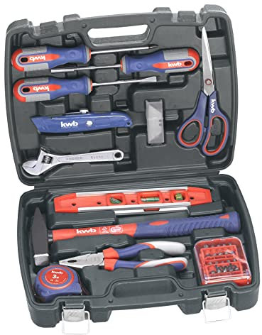 kwb Werkzeugkoffer aus robustem Hartkunststoff inkl. 40-tlg. hochwertigem Werkzeug-Set als perfekte Grundausstattung für den Haushalt, die Werkstatt oder den mobilen Einsatz