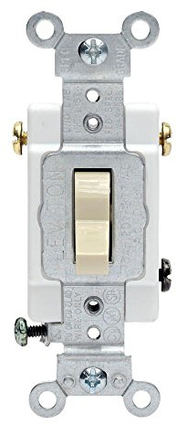 Leviton 20 Amp, 120/277 Volt, Toggle 3-Way AC Quiet Switch, Commercial Grade, Grounding, CSB3-20I, Ivory