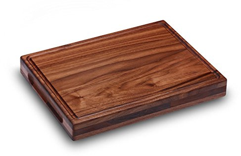 Schneidebrett-Experte Hackblock Nussbaum - Beiseitig Nutzbares Hackbrett Aus Nussbaumholz Mit Saftrille - Made in Germany - 40x30x5 cm