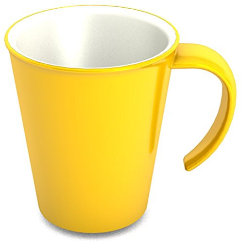 Ornamin Kaffeepott 300 ml gelb (4er Set) | hochwertiger, stabiler Kaffeebecher aus Kunststoff mit Henkel | robustes Alltags-Geschirr für Zuhause, Büro, Camping, Picknick, Gemeinschaftsverpflegung, Großküchen, Institutionen | Kaffeetasse, Mehrweg-Becher
