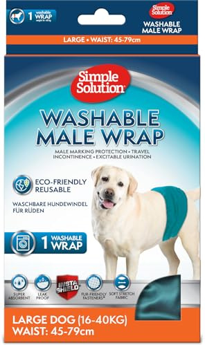 Simple Solution Washable, Re-Usable Absorbent Male Wraps with Leak Proof Fit for Excitable Urination, Incontinence, or Male Marking - 1x Large Diaper