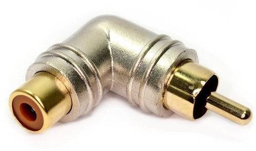 kenable HQ 90 Degree RCA Phono Socket to Single RCA Phono Plug Adapter