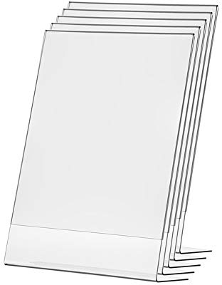 Marketing Holders 5 Pack Vertical Sign Holder 11 x 17 Inch Ads Posters Advertisements Flyers Clear Acrylic Table Tent Informational Sheet Signage Frames Countertop Lucite Picture Frame Side Load