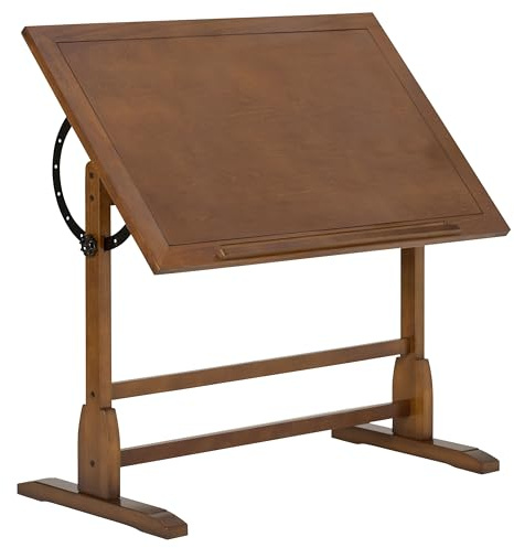 SD STUDIO DESIGNS Roble rústico Vintage, Parte Superior Ajustable, Mesa de Dibujo Artesanal Pasatiempos, Escritorio de Estudio, Ancho Pulgadas de Profundidad, Madera, 42 W x 30 D