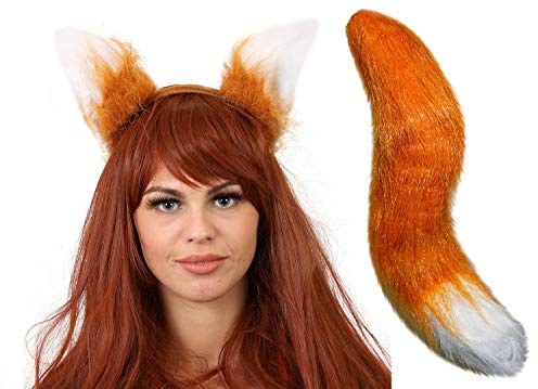 ERWACHSENE FOX HECK UND FOX OHREN AUF EINEM STIRNBAND MASKENKOSTÜM ZUBEHÖR JEDE VERKLEIDUNG KOSTÜMPARTY/PLAY,STAGESHOW KOSTÜM UND SCHULE BUCH WOCHE/WELTTAG DES BUCHES RIESIGE FUCHSSCHWANZ LÄNGE 50CM
