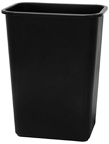 United Solutions WB0060 Black Plastic 41 Quart Office Wastebastket-10.25 Gallon Trash Can in Black