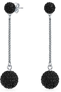Schwarz Rot Weiß Kristall Pave Runde Gestufte Zwei Oder Drei Tier Discokugel Lineare Hänge Chandelier Ohrringe Für Frauen Teenager. 925 Sterling Silber
