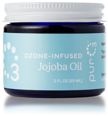 PurO3 Ozonated Jojoba Oil – Pure, Natural, Organic Skincare for Face & Body – Oxygenated Healing Lotion, Moisturizer & Beauty Cream in a Glass Jar – O3 Therapy Salve, 2 oz