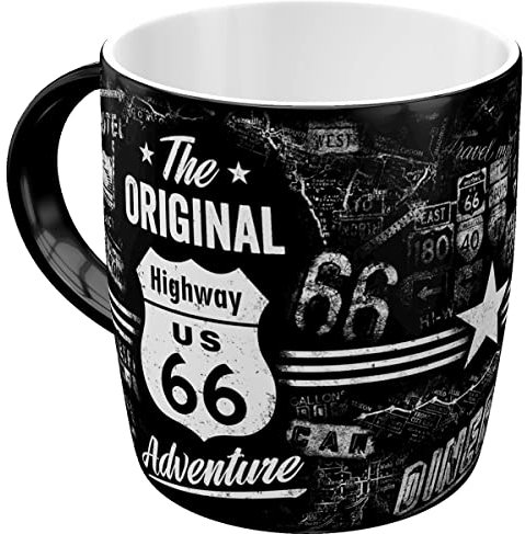 Nostalgic-Art Taza de café Retro, Highway 66 The Original Adventure – Idea de Regalo para los Fans de la Ruta 66, Diseño Vintage, cerámica, 330 ml