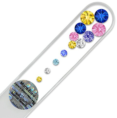 Glasnagelfeile von Hand dekoriert mit Swarovski Elements, geliefert in einer Hülle aus schwarzem Samt - Echtem gehärteten Glas aus Tschechien