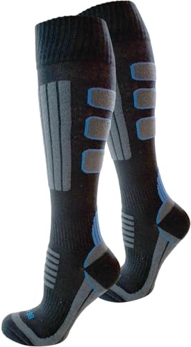 normani 2 Paar lange Wandersocken/Trekkingsocken für Damen und Herren Gr. 35-46 Farbe Grau/Blau Größe 43/46