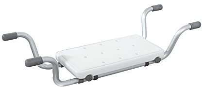 RIDDER – Badewannensitz Sid, 73-83x31x21cm, weiß, PE/Aluminium | Robuste Sitzhilfe für Badewannen. Leichter, Rutschfester Badewannenhocker mit rutschhemmender Trittfläche & Gummipuffern