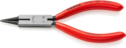 Knipex Round Nose Pliers with cutting edge (Jewellers' Pliers) black atramentized, plastic coated 130 mm 19 01 130