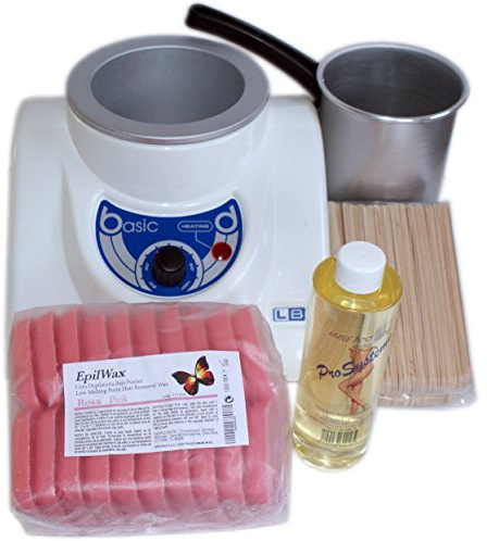 EPILWAX - komplett varmvax pärlstav hårborttagning kit - rosa - 1 kg - tank 800 ml - 1 enhet