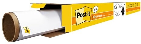 Post-it Dry Erase Whiteboard Film Surface for Walls, Doors, Tables, Chalkboards, Whiteboards, and More, Removable, Stain-Proof, Easy Installation, 4 ft x 3 ft Roll (DEF4X3)