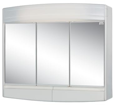 Sieper Spiegelschrank Topas Eco mit LED Beleuchtung 60 cm breit, Kunststoff Spiegelschrank in Weiß inkl. Steckdose