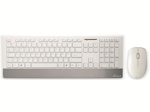 MediaRange Wireless Keyboard and Mouse Combo Set, Highline Series, QWERTZ, White/Silver