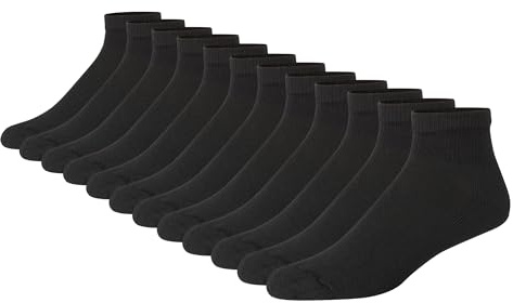 Hanes mens Double Tough Ankle Socks, 12-pair Pack fashion liner socks, Black, 6-12 US