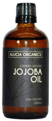 ALUCIA ORGANICS Certified Organic Jojoba Oil 100ml – 100% Pure Jojoba Oil for Face, Body & Hair – Natural, Cold-Pressed & Unrefined – Vegan & Cruelty-Free