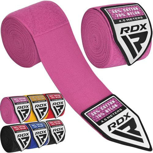 RDX Bandes Boxe sous Gants, Bandage De 4,5m, Élastique pour Le Pouce, Boxing Inner Gloves Hand Wraps, Protection du Poignet, Arts Martiaux Muay Thai MMA, Kickboxing, Entraînement Au Sac Hommes Femmes