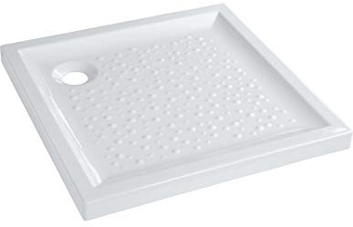 Allia GEB00245 Duschwanne aus Keramik Geberit Bastia-90 x 90 cm, extra flach zum Aufstellen und Einbauen, 0072320000001