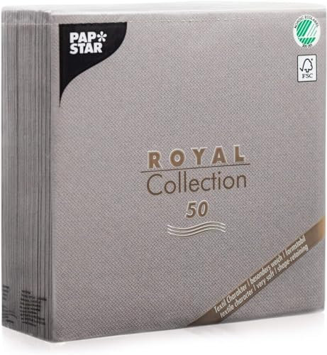 50 Servietten ROYAL Collection 1/4-Falz 40 cm x 40 cm grau in Stoffoptik
