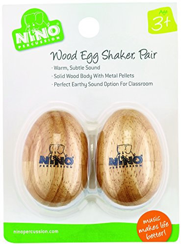 Nino Percussion Wood Egg Shaker – 2 kleine Rasseleier für Kinder ab 3 Jahren – Musikinstrument – Siam Eiche, Natur (NINO562-2)