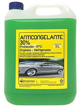Antigelo al 30%, -17º Gradi, Contenitore da 5 Litri Colore: verde. Pronto per l'uso. Adatto per veicoli, circuiti chiusi di raffreddamento.