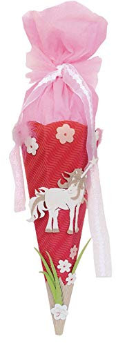 ROTH Schultüten-Bastelset Einhorn Geschwistertüte 40cm 6-eckig Kreppverschluss