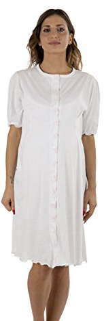 Premamy - Camicia Clinica per Premaman, Modello Aperto Davanti, Cotone Jersey, Pre-Post Parto - Bianco - VI (XL)