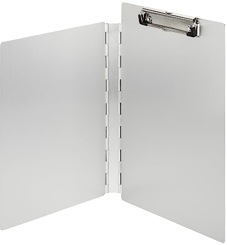 Läufer 22017 dokument klämbräda med sidoskyddskåpa, av aluminium, för DIN A4, lock som insynsskydd, stabil skrivplatta, öppning på sidan
